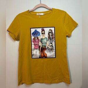 T-shirt woman fashion graphic color Mustard